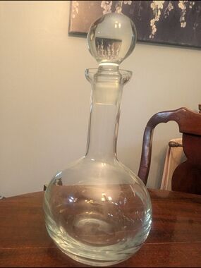 Clear Glass Round Heavy Decanter Barware Serving